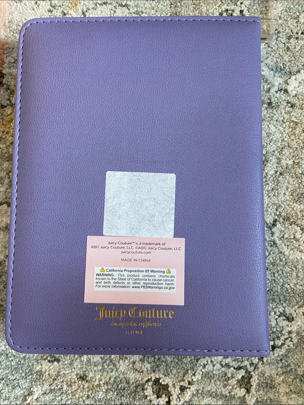 Juicy Couture Lavender Journal with Gold Crest Patch and Iridescent Pen